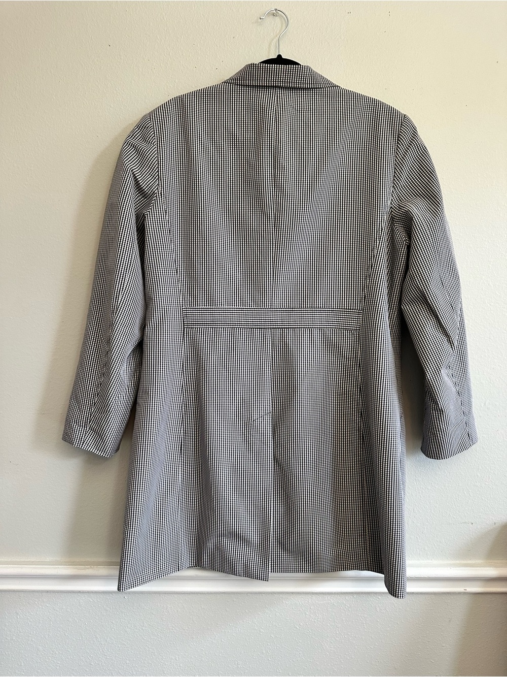 Women's blue vintage‎ trench gingham check Lightweight Coat - Picture 2 of 8